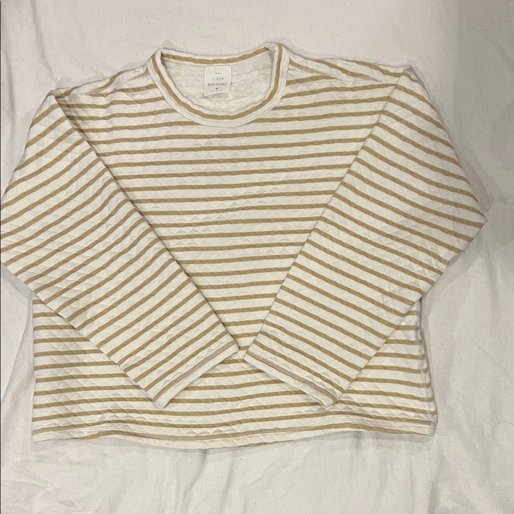 J. Crew Factory White and Tan Striped Sweater
